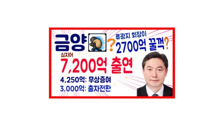 금양 상장폐지 관련
